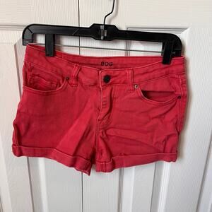 🍭6/$30 BDG Women's Red Cuffed Cotton and Spandex Mid Rise Alexa Pocket Shorts 27
